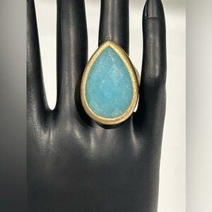 Rivka Friedman Caribbean Blue Quartzite Cocktail Ring            Size 7